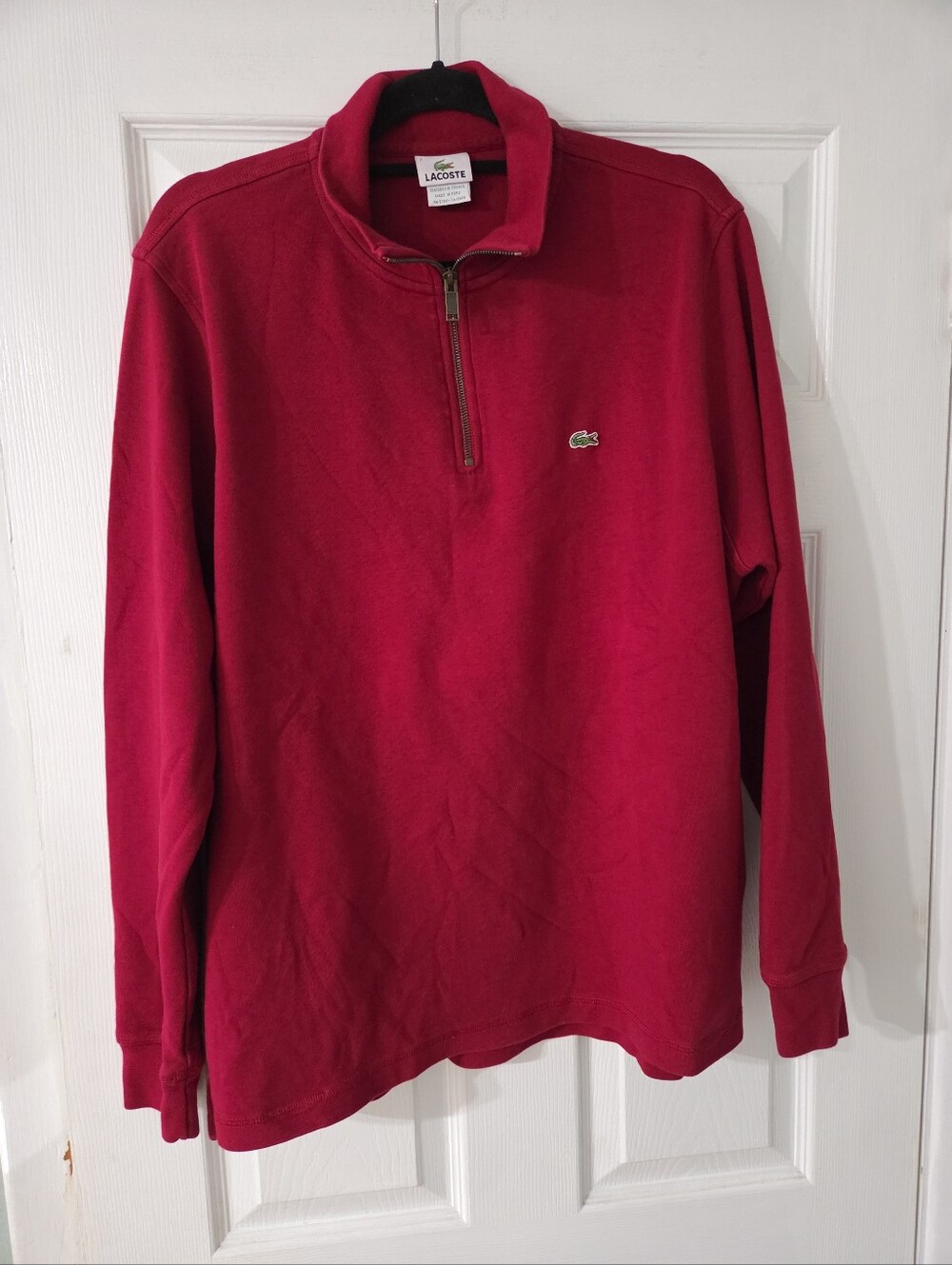Lacoste Men's Crimson Half-Zip Pullover Sweater. 7